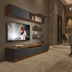 Trendstyle 5220S Mdf Tv Ünitesi Tv Sehpası Ceviz Antrasit