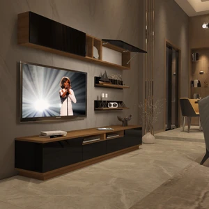 Trendstyle 5220S Mdf Tv Ünitesi Tv Sehpası Ceviz Siyah