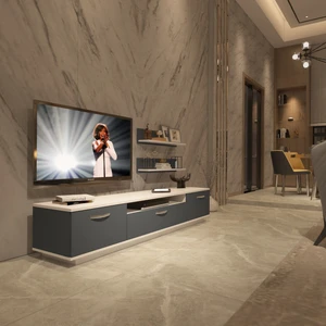 Trendstyle 4 Mdf Tv Ünitesi Tv Sehpası Beyaz Antrasit