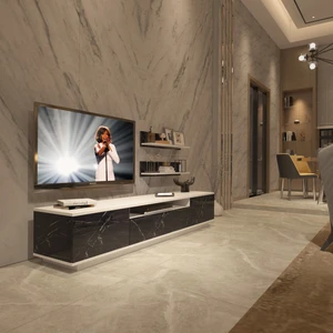 Trendstyle 4s Slm Tv Ünitesi Tv Sehpası Beyaz Siyah Mermer