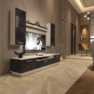 Trendstyle 5d Mdf Tv Ünitesi Tv Sehpası Beyaz Siyah Mermer