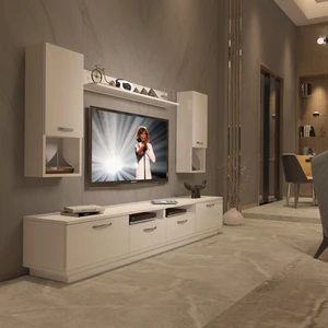 Trendstyle 5220DA Mdf Tv Ünitesi Tv Sehpası Parlak Beyaz