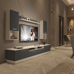 Trendstyle 5220DA Mdf Tv Ünitesi Tv Sehpası Beyaz Antrasit