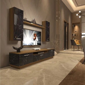Trendstyle 5d Mdf Tv Ünitesi Tv Sehpası Pera Siyah Mermer