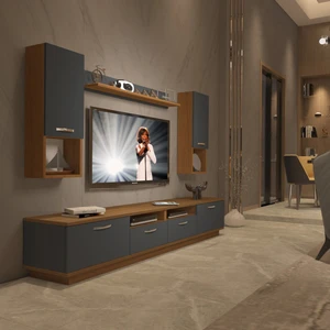 Trendstyle 5220DA Mdf Tv Ünitesi Tv Sehpası Ceviz Antrasit