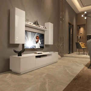 Trendstyle 5ds Mdf Tv Ünitesi Tv Sehpası Parlak Beyaz