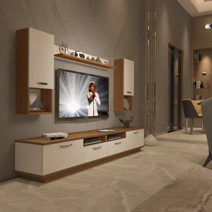 Trendstyle 5220DA Slm Tv Ünitesi Tv Sehpası Ceviz Beyaz