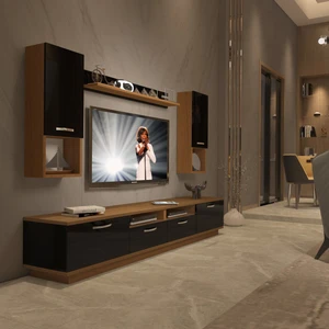 Trendstyle 5220DA Slm Tv Ünitesi Tv Sehpası Ceviz Siyah