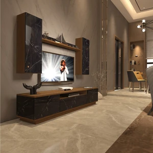 Trendstyle 5ds Mdf Tv Ünitesi Tv Sehpası Ceviz Siyah Mermer