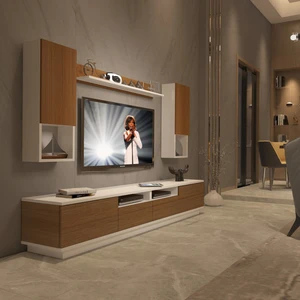 Trendstyle 5220DAS Mdf Tv Ünitesi Tv Sehpası Beyaz Ceviz
