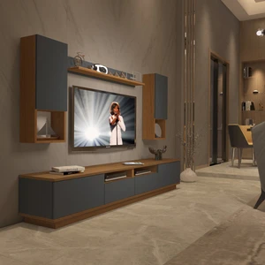 Trendstyle 5220DAS Mdf Tv Ünitesi Tv Sehpası Ceviz Antrasit