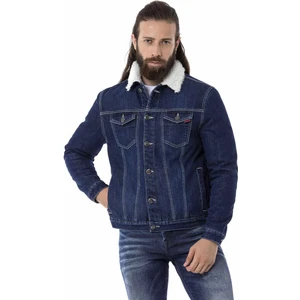 Cipo & Baxx CJ294 Kürklü Erkek Mavi Jeans Ceket