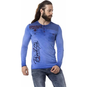 Cipo & Baxx CL527 Düğmeli Basic Mavi Sweatshirt