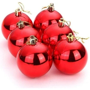 Fun World Yılbaşı Yeni Yıl Süsü Çam Ağacı Süs Top 6 cm 6'lı Kırmızı