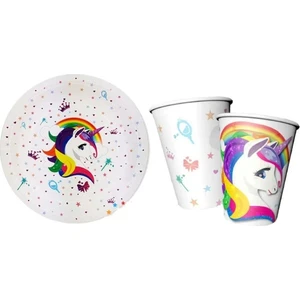 Çıtı Pıtı Store Unicorn Beyaz Tabak Bardak Set 8 Adet