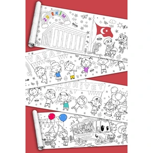 29 Ekim Cumhuriyet Bayramı - Dev Boyama Kağıdı - Boyama Rulosu - Büyük Boy 5 Metre Uzunluk - Mesut Oymak