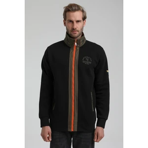 New World Polo Dik Yaka Siyah Slim Fit Fermuarlı Sweatshirt 22FWM64038