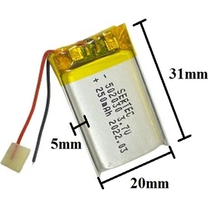 502030 3.7V 250 Mah Lityum Polimer Pil 1.5A (Drone Için Uygun Değildir)