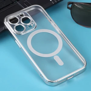 M.TK Moveteck Apple iPhone 14 Pro Max Uyumlu 6.7inç Kılıf Magnetic Halkalı Renkli Magsafe Parlak Kenarlı Charge Wirelles Case Platin Electroplating Straight