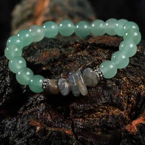 Sertifikalı Doğal taş Kadın Erkek Bileklik Aventurin Labradorit 925 ayar Gümüş Aparatlı