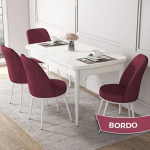 Concept Kor  Serisi, Beyaz 70X114 Açılabilir Mutfak Masa Takımı, 4 Sandalye