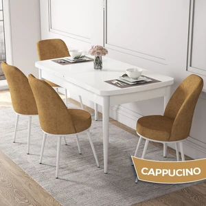 Concept Kor  Serisi, Beyaz 70X114 Açılabilir Mutfak Masa Takımı, 4 Sandalye