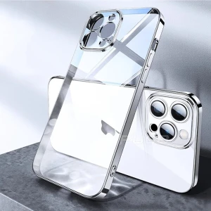 Iphone 12 Pro Max Kılıf Kamera Lens Koruma Kenarı Parlak Şeffaf Silikon Mtk-Klf-05