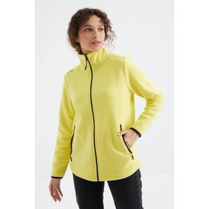 Limon Dik Yaka Fermuarlı Rahat Form Kadın Polar Sweatshirt - 97173