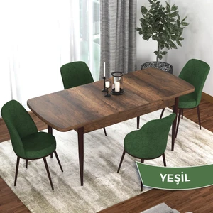 Concept Kor Serisi  Barok Ahşap Desen  70X114 Açılabilir Mutfak Masa Takımı, 4 Adet Sandalye