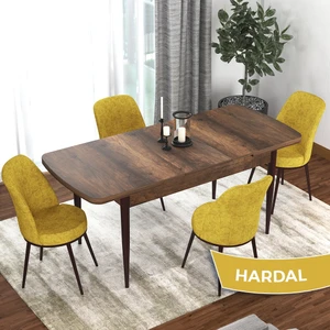 Concept Kor Serisi  Barok Ahşap Desen  70X114 Açılabilir Mutfak Masa Takımı, 4 Adet Sandalye
