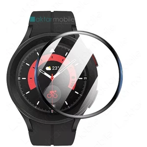 Samsung Galaxy Watch 5 Pro 45 mm Uyumlu Ekran Koruyucu 3D Tam Kapatan Kavisli Ppma Nano Cam Tam Uyum