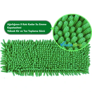 Pratik Süper Emici Toz Toplayıcı Microfiber Şönil Mop Bezi 40 cm