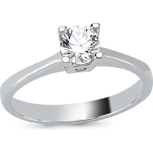 925 Ayar Gümüş Swarovski Dört Tırnaklı Ince Tek Taş Yüzük - Standart - 20 Numara - YST6156-3-5033