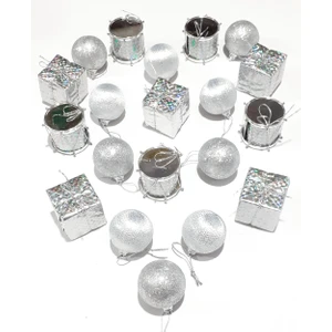 Fun World Funworld Yılbaşı Yeni Yıl Süsü Çam Ağacı Süs Karışık 20'li GÜMÜŞ