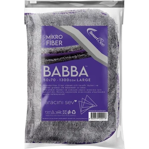 Babba Çift Kat Mikrofiber Oto Kurulama Havlusu 50×70 1300GSM – Koyu Gri