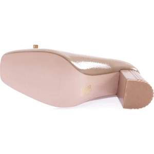 K111 Kadin Kare Tokali Simli Ip Detayli Topuklu Ayakkabi