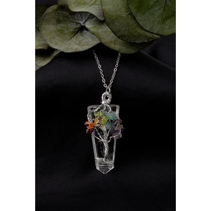 Dünya Doğal Taş Kristal Kuvars Taşı Hayat Ağacı Kolye