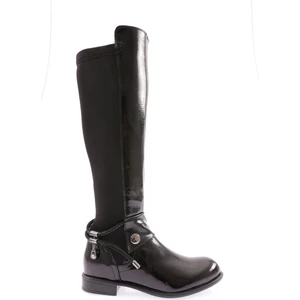 505-22K Kadin Arkasi Strech Yani Fermuarli Knee High Flats Çizme