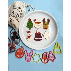 444 Marka Yılbaşı Kurabiye Kalıbı Christmas 6 'lı  Kurabiye Kalıbı Seti Noel Baba, Kardan Adam, Yulbaşı Ağacı