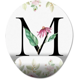 M Harfi - Çiçekli Harf Bilek Destekli Mousepad Model - 1 Oval