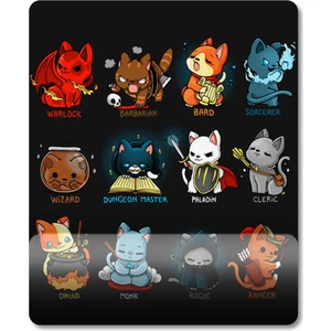 Kedi Sınıfları Dnd Frp Rpg Role Playing Bilek Destekli Mousepad Model - 1
