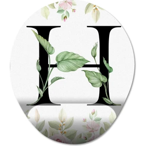 H Harfi - Çiçekli Harf Bilek Destekli Mousepad Model - 1 Oval