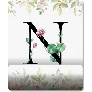 N Harfi - Çiçekli Harf Bilek Destekli Mousepad Model - 1
