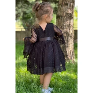 Abiye Kids Siyah Datelli Çocuk Elbise 1/5 Yaş Arası ABY4518
