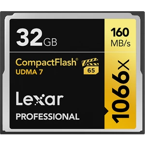 32GB Lexar® Professional 1066X Compactflash® Card, Up To 160MB/S Read 155MB/S Write