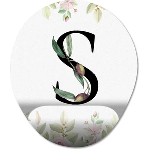 S Harfi - Çiçekli Harf Bilek Destekli Mousepad Model - 1 Oval