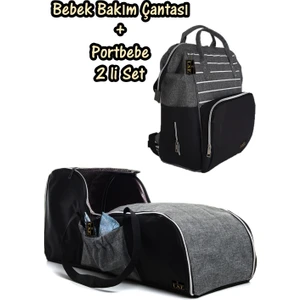 Portbebe Ana Kucağı Puset + Hastane Çıkışı Anne Bebek Bakım Çantası 2 Li Set