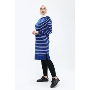 Kadın Çizgili Uzun Triko Tesettür Tunik 4355
