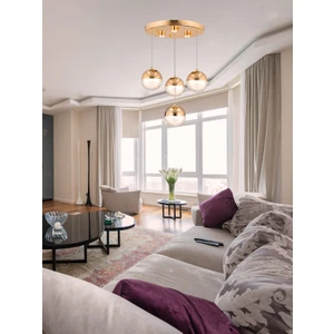 Zage Aydınlatma Lüks Modern 3 Renk Ledli 4'lü Tasarım Sarkıt Gold Sarı Avize