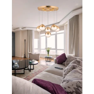 Zage Aydınlatma Lüks Modern 3 Renk Ledli 6'lı Tasarım Sarkıt Gold Sarı Avize
